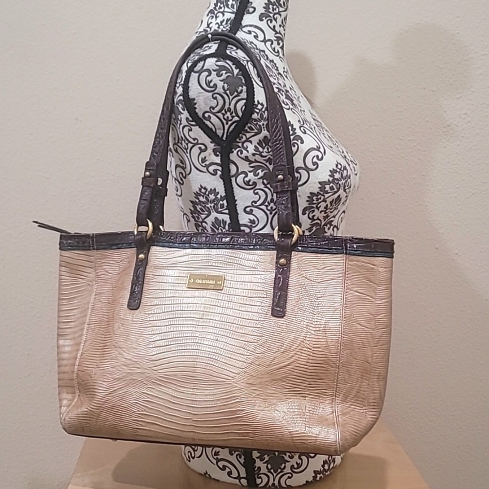 🌾 BRAHMIN MEDIUM ARNO TOTE BAG IN SHIMMER TRI-TEXTURE